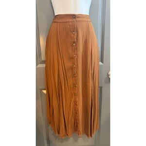 Magic Tan Button-Front Midi Skirt